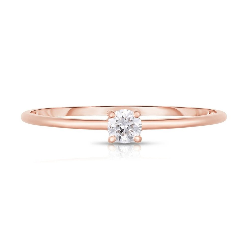 Single Round Diamond Ring In 14k Gold
